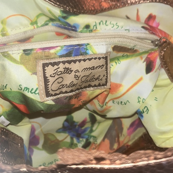 Carlos Falchi python rose gold leather tote. - Picture 4 of 4